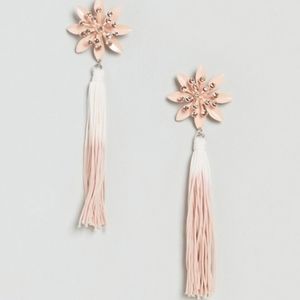 Flower and Ombre Tassel Earrings